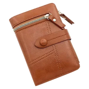 Leather Zipper Wallet for Women