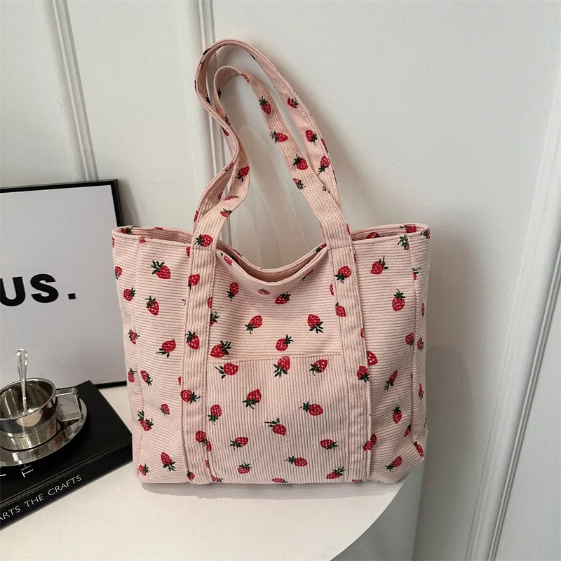 Corduroy Strawberries Tote Bag - immagine 2