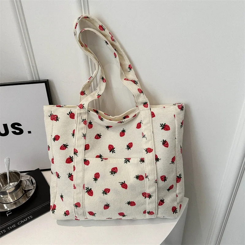 Corduroy Strawberries Tote Bag - immagine 3