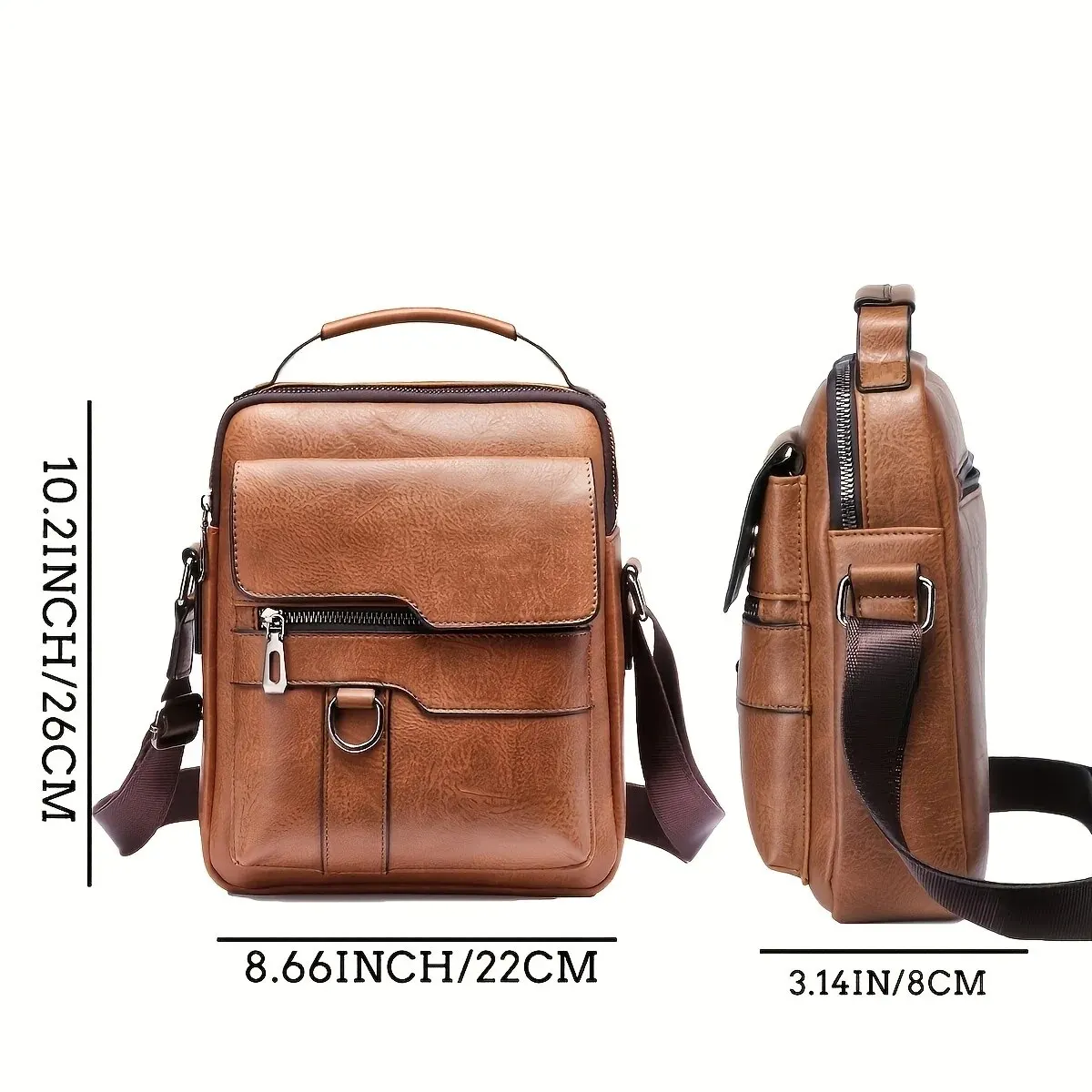 Men's PU Leather Shoulder Crossbody Bag - immagine 4