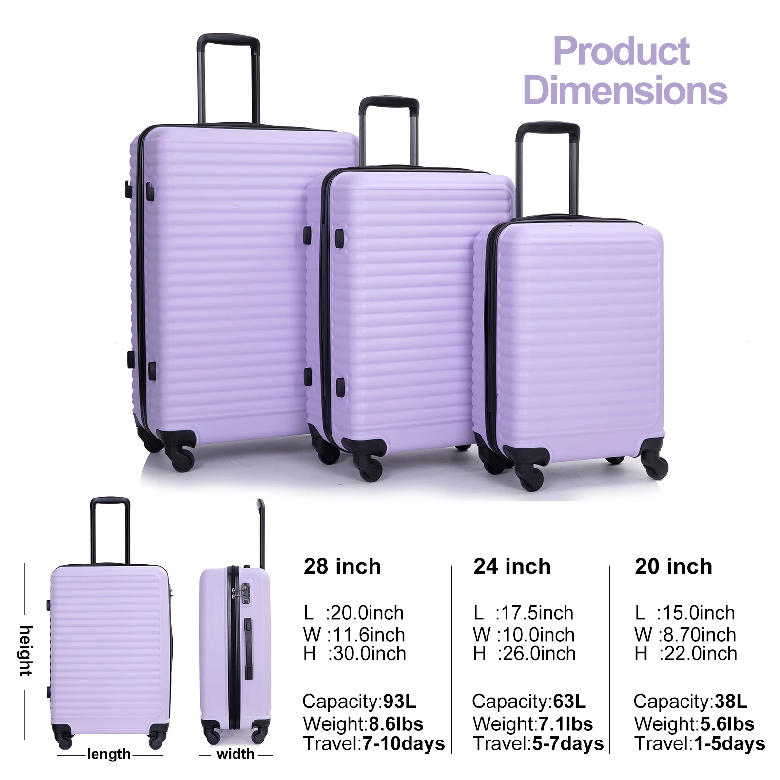 Travelhouse 3-Piece Hardshell Luggage Set