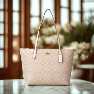 Coach Ole Medium Tote Bag PVC Leather Trim Shoulder