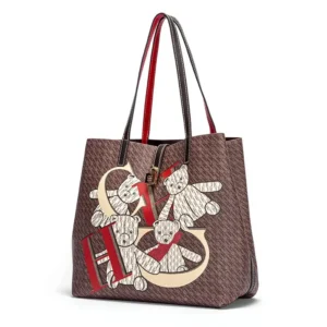 CH Women Travel Bag Retro Cartoon Bear Print Large Capacity