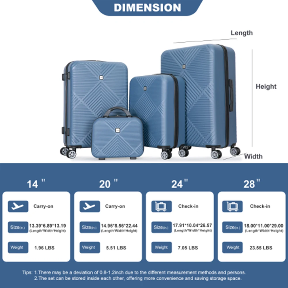 Travelhouse 4-Piece Luggage Set, Lightweight ABS with Spinner Wheels - Image 2