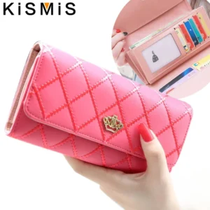 Cute Pink Plaid PU Leather Wallet