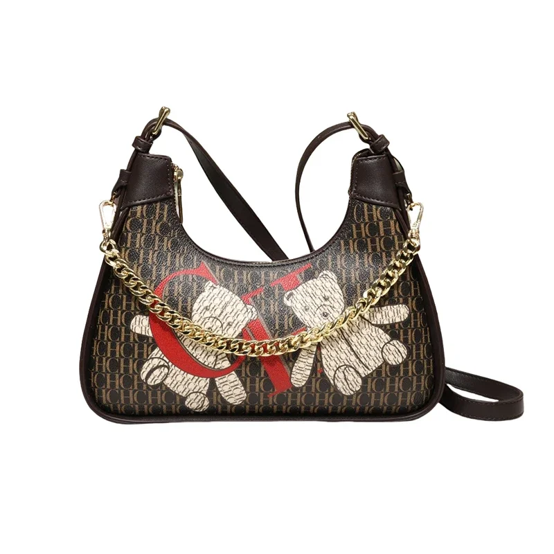 CH Solid Color Shoulder Bag Chain Tote - immagine 3